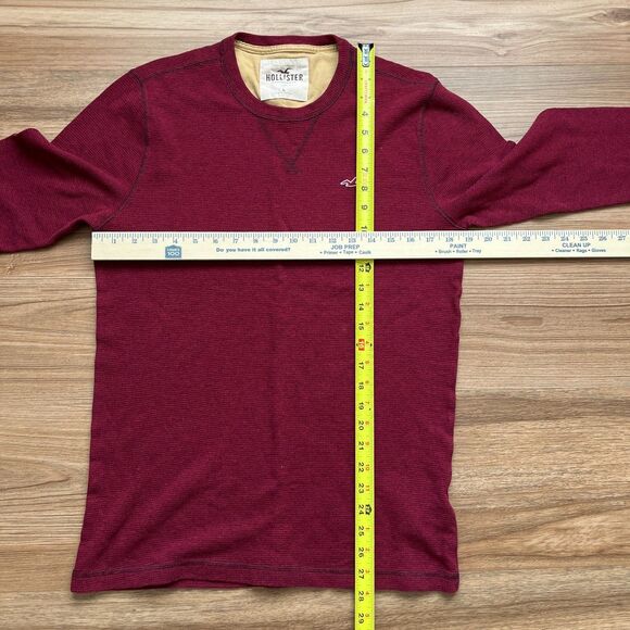 Y2K Hollister Long Sleeve Thermal T Shirt Men's L Burgundy Embroidered Logo - Picture 5 of 6
